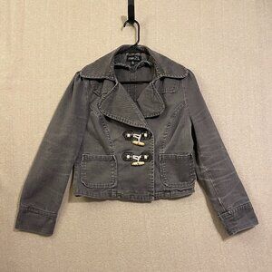 Rue21 Denim Jacket Women's Large Dark Gray Pockets